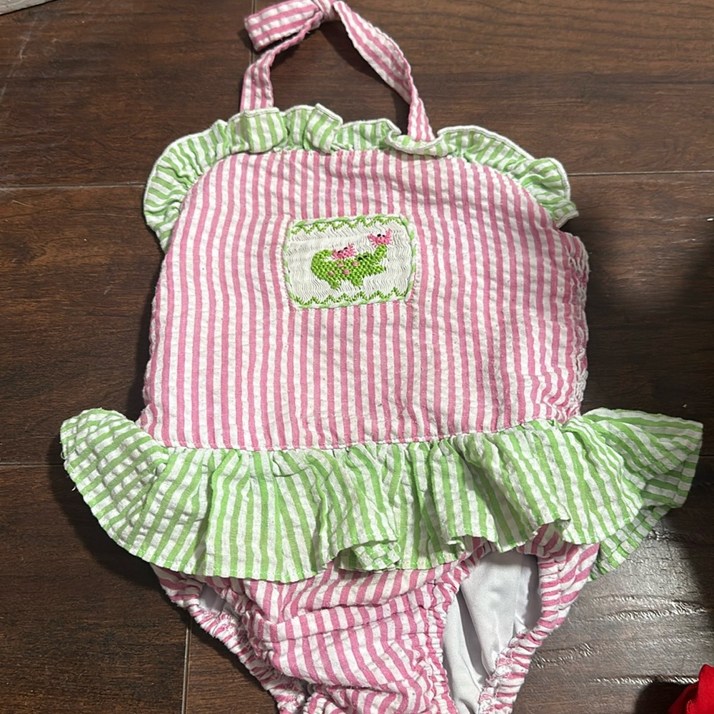 Smocked Swimsuit. Smocked Polkadot Boutique